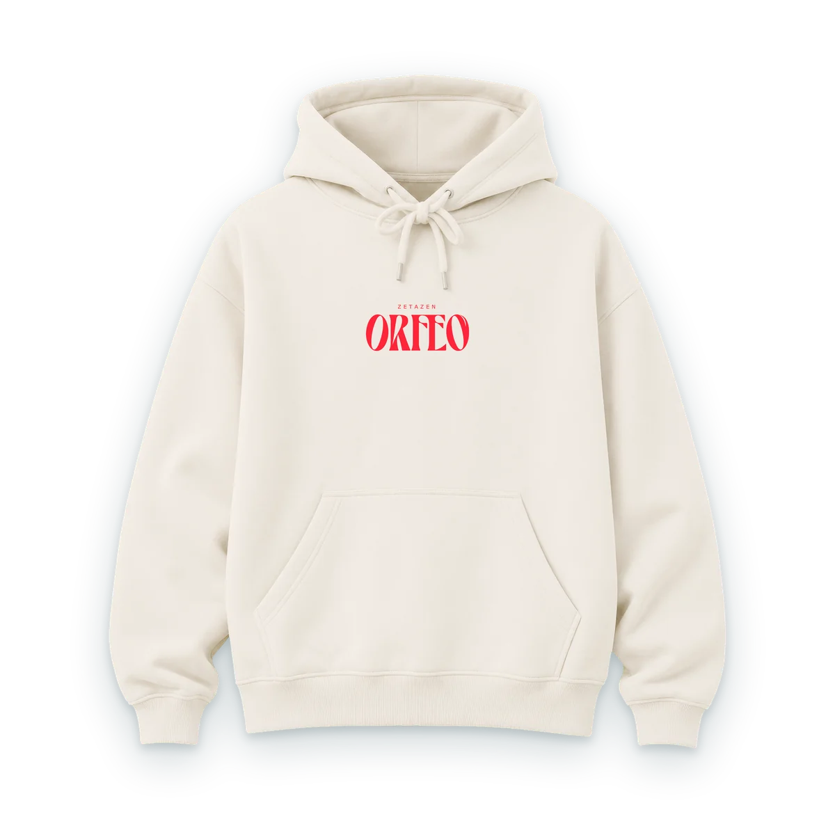 Sudadera ORFEO hueso con el logo bordado en rojo